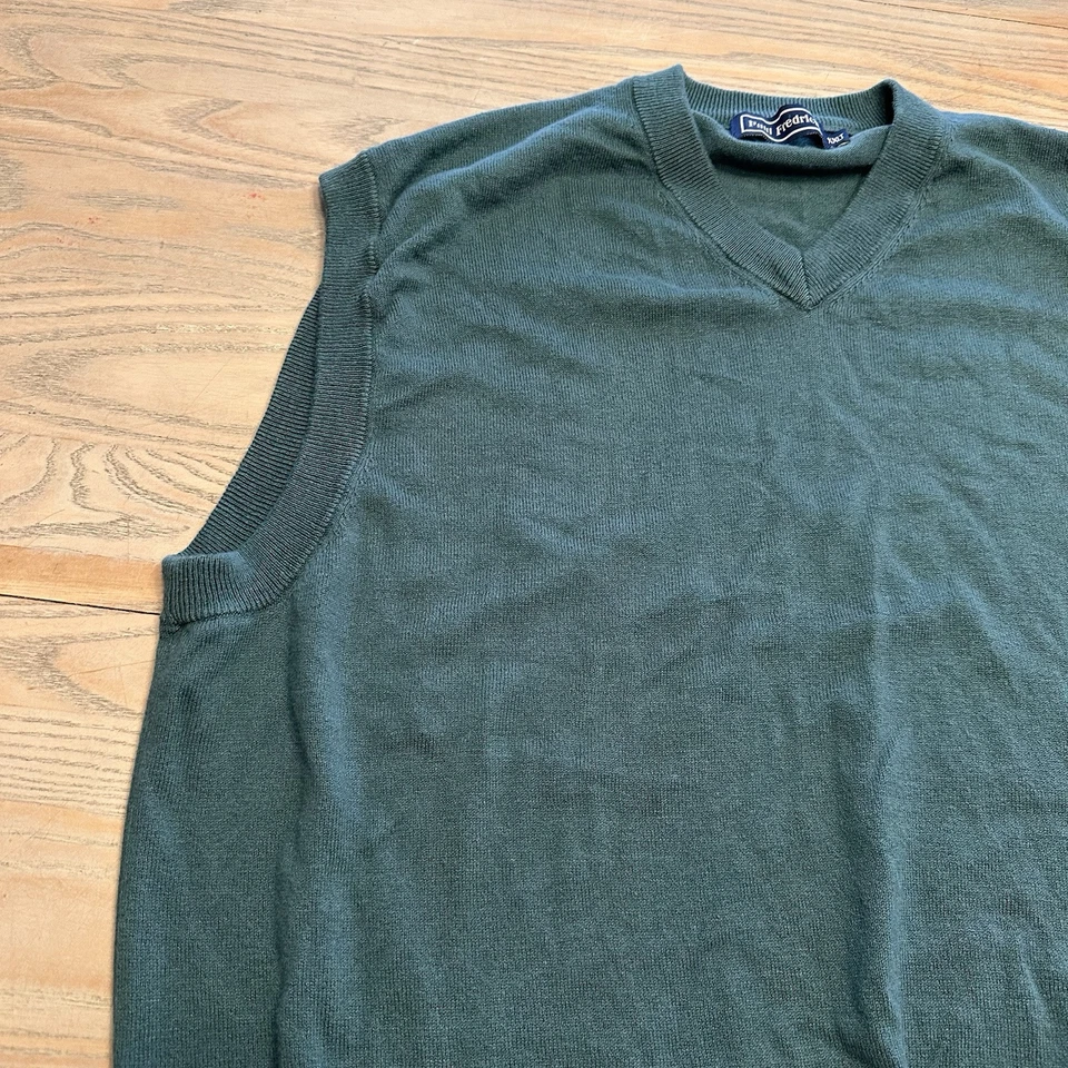 Chaleco Suéter Paul Fredrick Verde Cuello en V Para Hombres 2XLT TALL Mezcla Seda Cachemira Foto 4 de 4