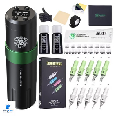 Dragonhawk Drahtlose Tattoo Maschine 1500mAh 3,5mm 20 Stück N
