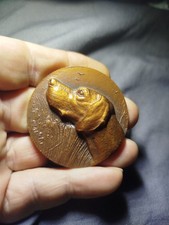 Ancienne médaille de table en Cuivre – Chien & Lapin Thème chasse– GIBERT 