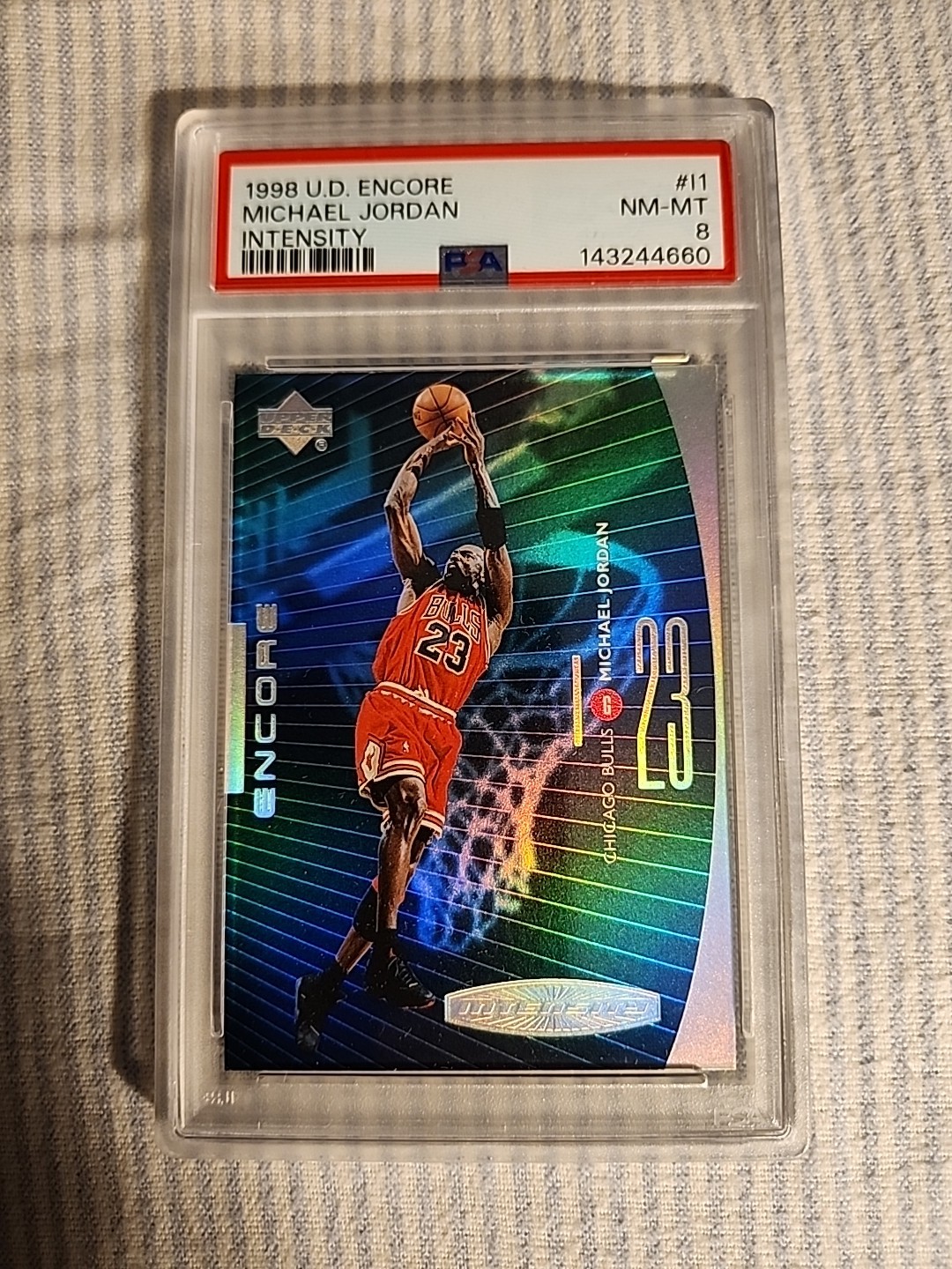 1998-99 Upper Deck Encore Intensity #I1 Michael Jordan | PSA 8 | Chicago Bulls