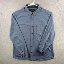 Johnston  Murphy J M Flex Mens Blue Geometric Long Sleeve Button Down Shirt L