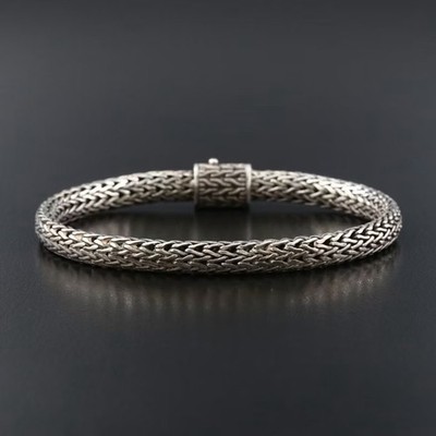 John Hardy Sterling Silber 925 Webarmband 7,5 cm, 6 mm Top!