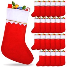 24 Pack Christmas Stockings Bulk Red Felt Christmas Stockings for Christmas T...