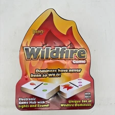 Wildfire Dominoes Game COMPLETE WORKS Fundex 2005 Metal Tin Tiles Electronic Hub