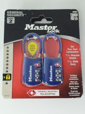 Brand New Master Lock 4688T Padlock Set, Blue- 2 Pack Combination Level 2