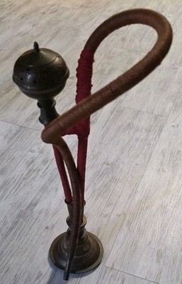 Vintage Brass Hookah with Wrapped Hose