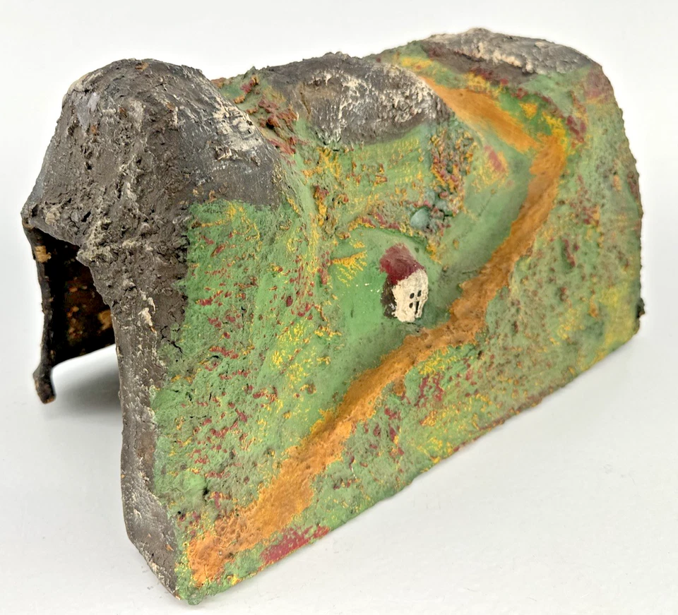 Pintura original modelo túnel vintage American Flyer papel machê trem encosta - Imagem 2 de 4