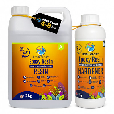 RESIN GLORY Neu 3kg Schnellhärtendes Epoxidharz-Set 2:1, Entformen in 4-8 Stunden UK