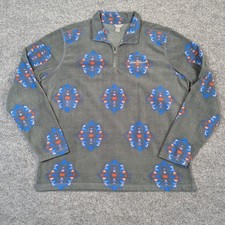 Eddie Bauer Mens XL Gray Geometric Southwestern Print 1/4 Zip Fleece Pullover
