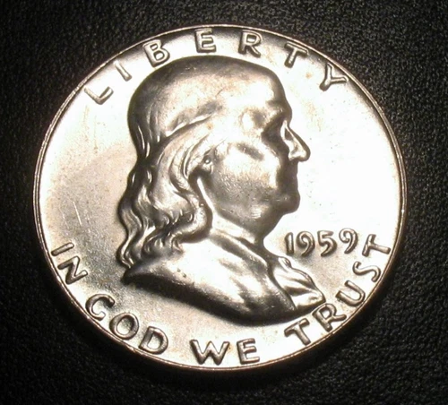 1959 SILVER  FRANKLIN HALF DOLLAR GEM BU UNCIRCULATED UNC MS BRILLIANT LUSTER