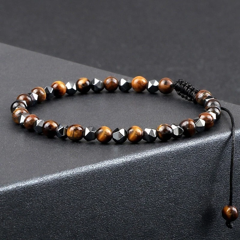Natural Tiger's Eye Stone Bracelet Hematite Gemstone Bracelet for Men Handmade - Image 2 of 2