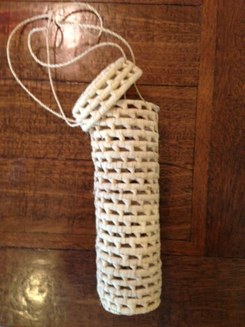 Botella Bolsa de Regalo Cesta Transportador de Viaje Tejido Hoja de Palma Bolsa de Regalo de Navidad Foto 3 de 4