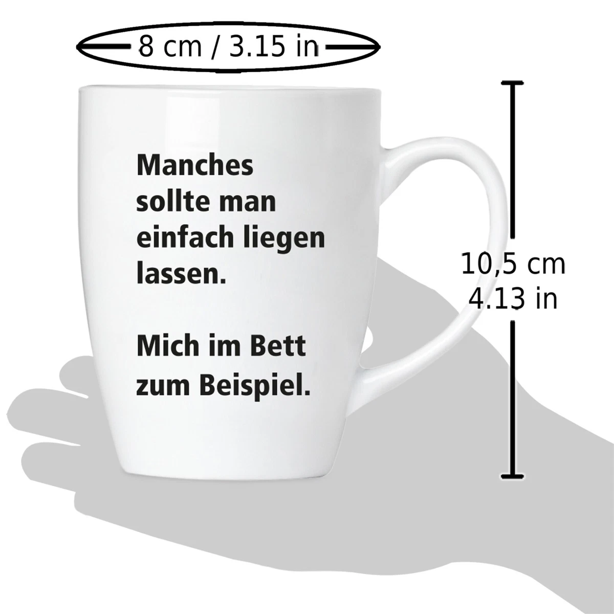 Kaffebecher Morgenmuffel mit Spruch Manches soll man liegenlassen Lustige Tasse