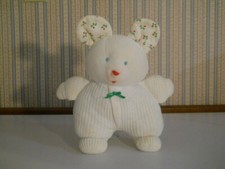 Vintage Eden plush white baby bear thermal waffle weave 8" holly design in ears