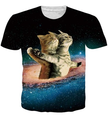Unisex T-Shirt 3D Druck T-Shirt Casual Titanische Katze Grafik Kurzarm Tops T...