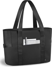 Prite Tote Bag for Women Weekender Bag with Laptop Compartment (Black)