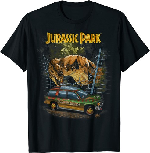 Jurassic Park Vintage T-Rex Break Out Graphic T-Shirt Size S-5XL - Picture 1 of 2