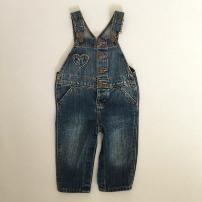 OshKosh BGosh Baby Girls Heart Pocket Denim Overalls