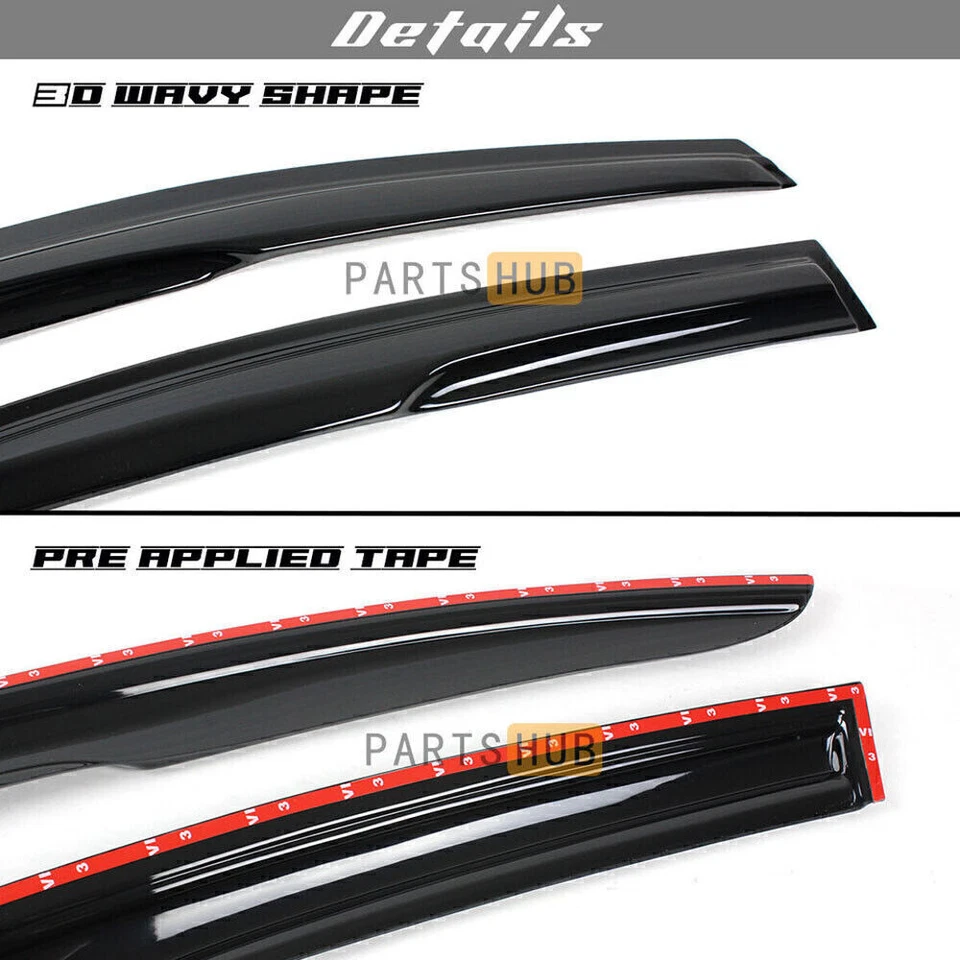 Para Honda Civic 2012-2015 sedán JDM 3D ondulado estilo Mugen visera de ventana protectores de lluvia Foto 3 de 4