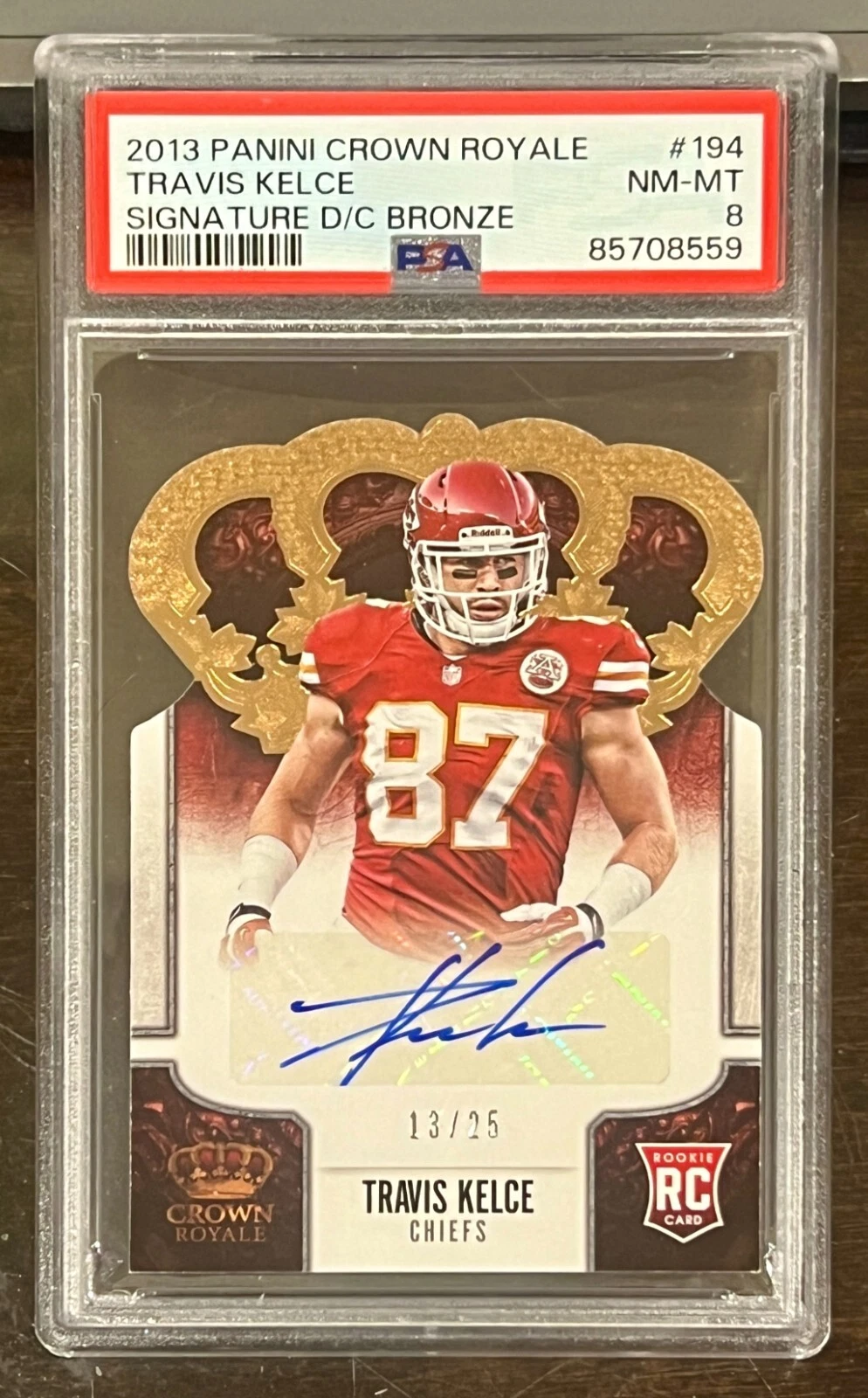 Travis Kelce Panini Crown Royale #194 Signature Die-Cut Bronze