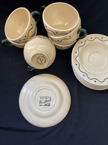 Vtg METLOX POPPYTRAIL GREEN ROOSTER 6 Cups 8 Saucers - Picture 5 of 5