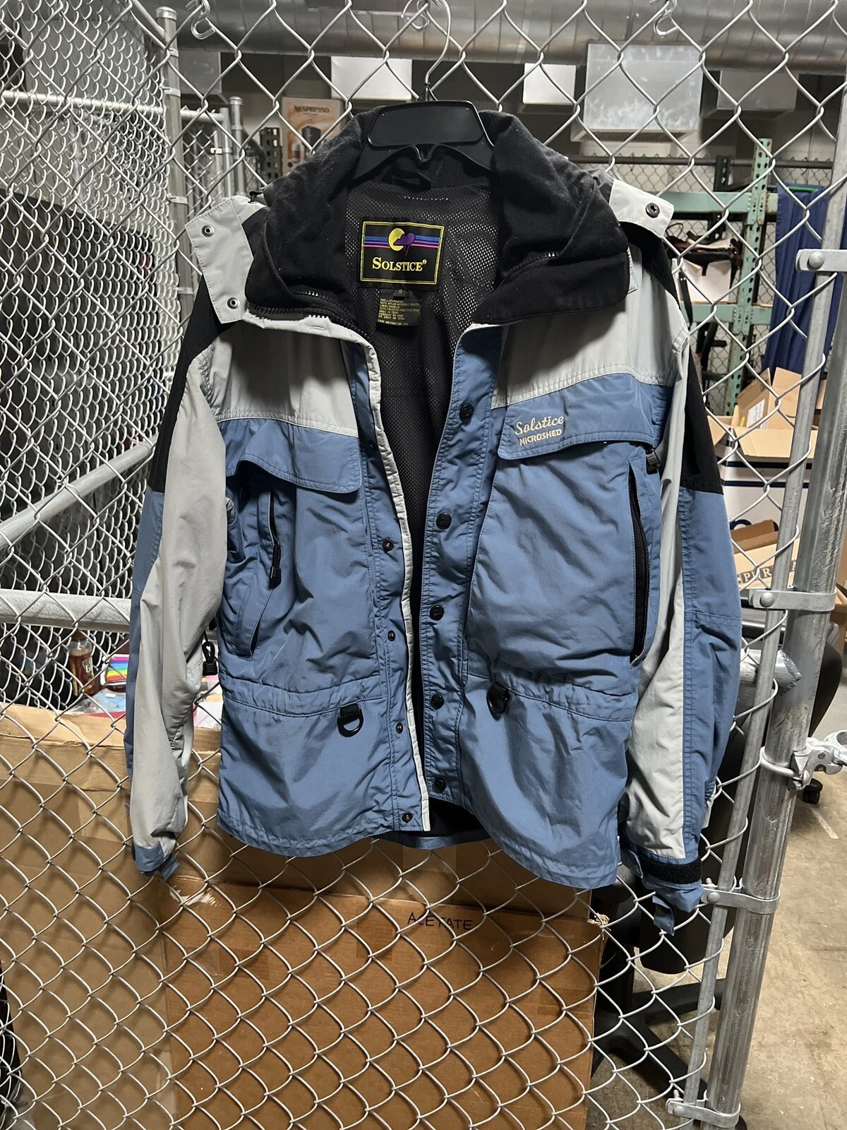 Solstice VTG Microshed Blue Grey Winter Ski Jacket Size Small Waterproof Outdoor