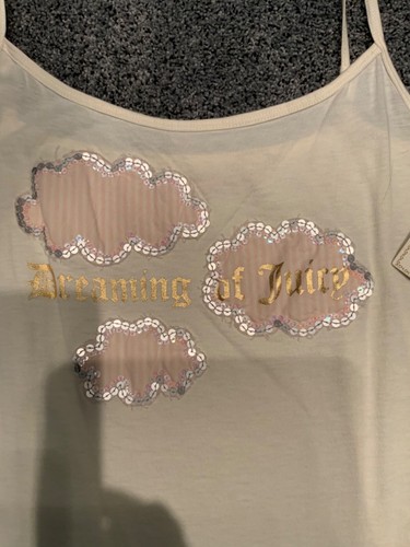 Juicy Couture original Y2K Pajama top Cloud Sleep tank Pink Scotty Dog sequins - Picture 2 of 10