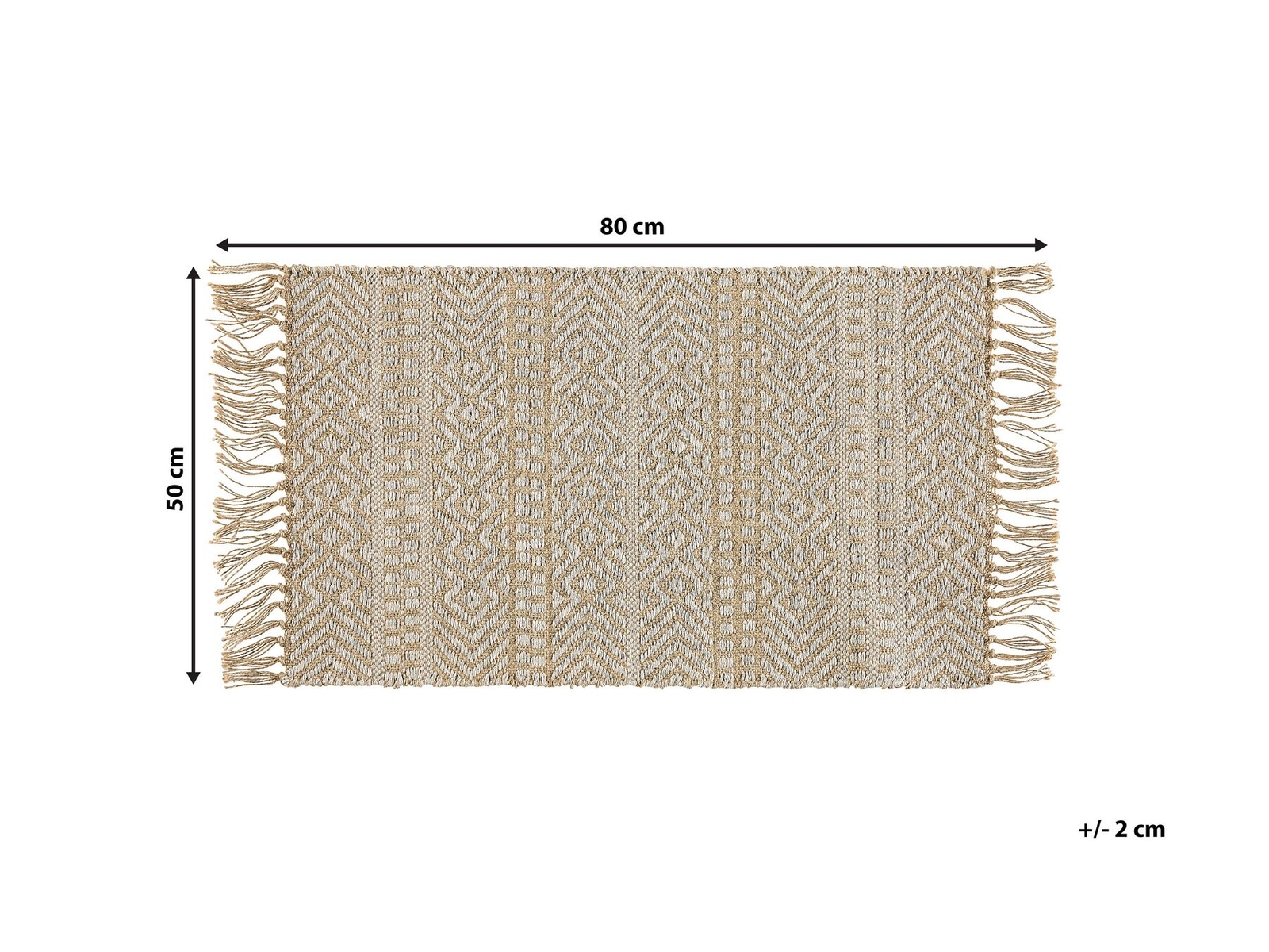 Hand Woven Jute and Cotton Runner Rug Beige Fringe Boho Rustic Hallway