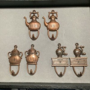 Vintage Bronze Decorative Metal Wall Hooks Set of 6