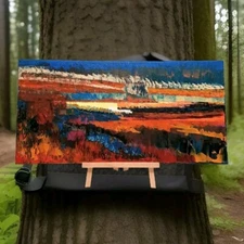 Entrancing Vivid (See Vid) Orig Landscape Abstract Acrylic Painting Canvas 12x24