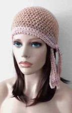 handmade crochet womans skull biker hat beanie cancer chemo abundant USA made