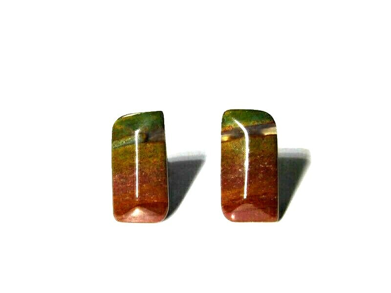 VTG Cufflinks Polished Stone Rectangular Mens Cos… - image 1