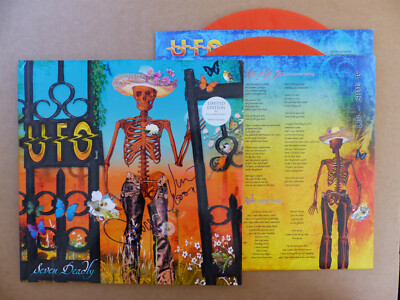 UFO signed Autogramm signiert auf ''SEVEN DEADLY'' Vinyl Schallplatte LP