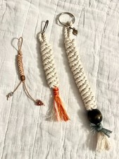 Handcrafted Macrame Keychain, Zipper Pull, Wristlet 3 piece set .