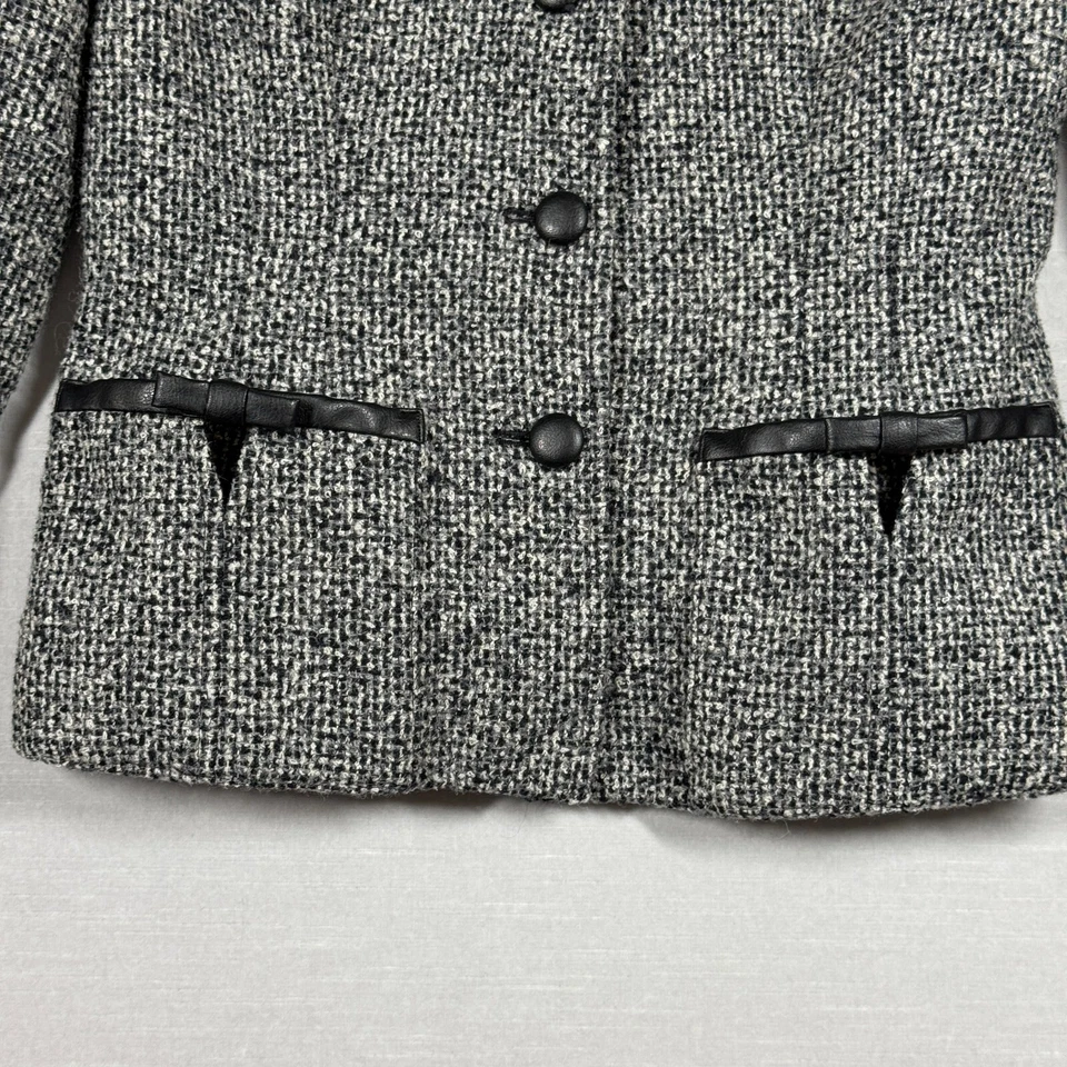 Conjunto de traje de esquina informal vintage para mujer M gris a cuadros lana blazer falda chaqueta Foto 3 de 4