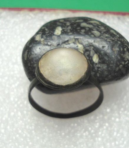 Ancient Roman Bronze Ring With Stone Original Authentic Antique Rare R884 - Picture 1 of 8