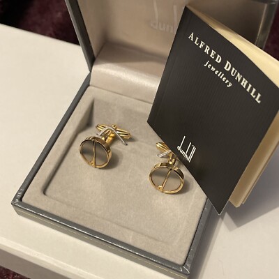 Dunhill Cufflinks Gold Silver Tone d Logo *New*