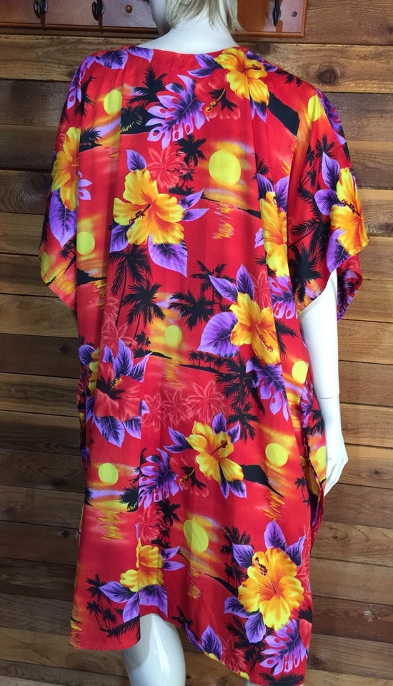 RINA MULTICOLOR FLORAL TALLA ÚNICA LINO CAFTÁN #10041 Foto 4 de 4