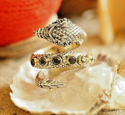 925er Silber Ring Drache Schlange Gothic 58 59 60 61 Onyx Schwarz Extrem Massiv - Bild 4 von 11