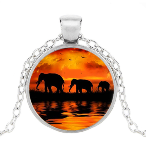 Sterling Silver 925 Elephant Charm Pendant Necklace 22 Inch Wedding Gift