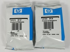 Brand New in the sealed plastic wraps Genuine HP 27 Black HP 28 Tri-Color Ink