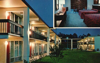 Postcard SC Florence South Carolina Quality Inn by Night Chrome Vintage PC K189