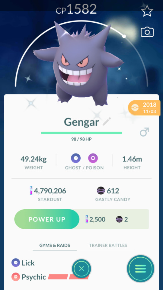 Pokemon Trade GO - Shiny Gengar with Legacy move Lick