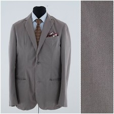 Mens Half Lined Cotton Blazer 42R UK Size BURTON Brown Sport Coat Summer Jacket