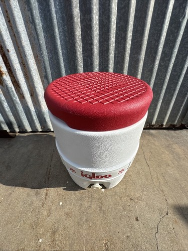 Vintage Igloo Water Cooler Jug 2 Gallon White Red Lid Made In Houston TX - Bild 4 von 16