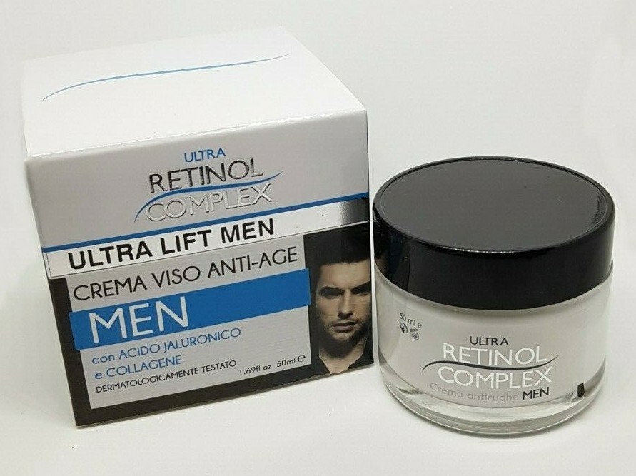 Immagine 2 - Crema Viso Anti Age Anti Rughe Uomo Retinol Complex Acido ialuronico Collagene