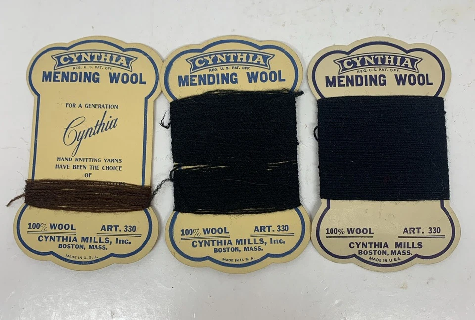 Antique Paper Spool Lot Of 3 Cynthia Mending Wool Boston Mass - Image 2 of 2