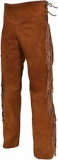 Men Native American Western Buckskin Ragged Leather Hippie Pants Mountain Man