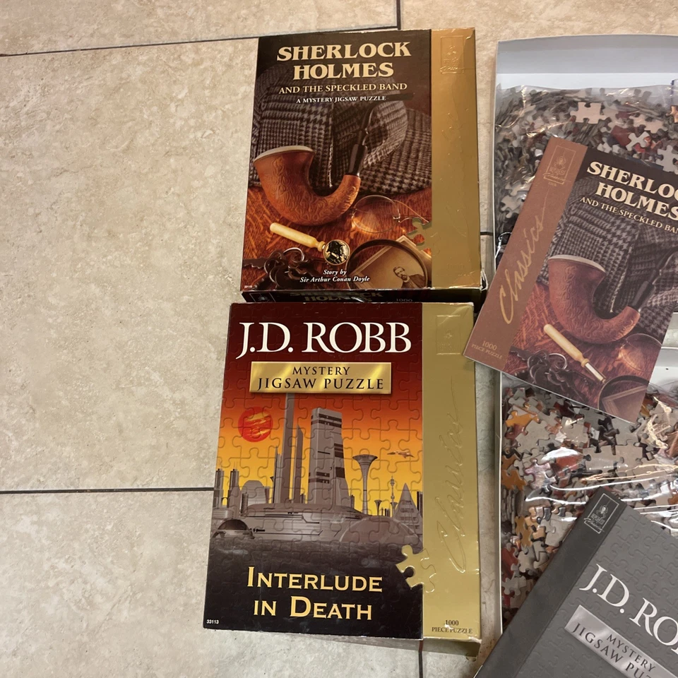 (2) JD Robb | Sherlock Holmes Misterio Rompecabezas 1000 Piezas Interludio Muerte Lote Foto 2 de 4