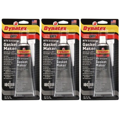 Dynatex DynaGrey RTV Silicone Gasket Maker, 85g Tube Made in USA (3-Pack)